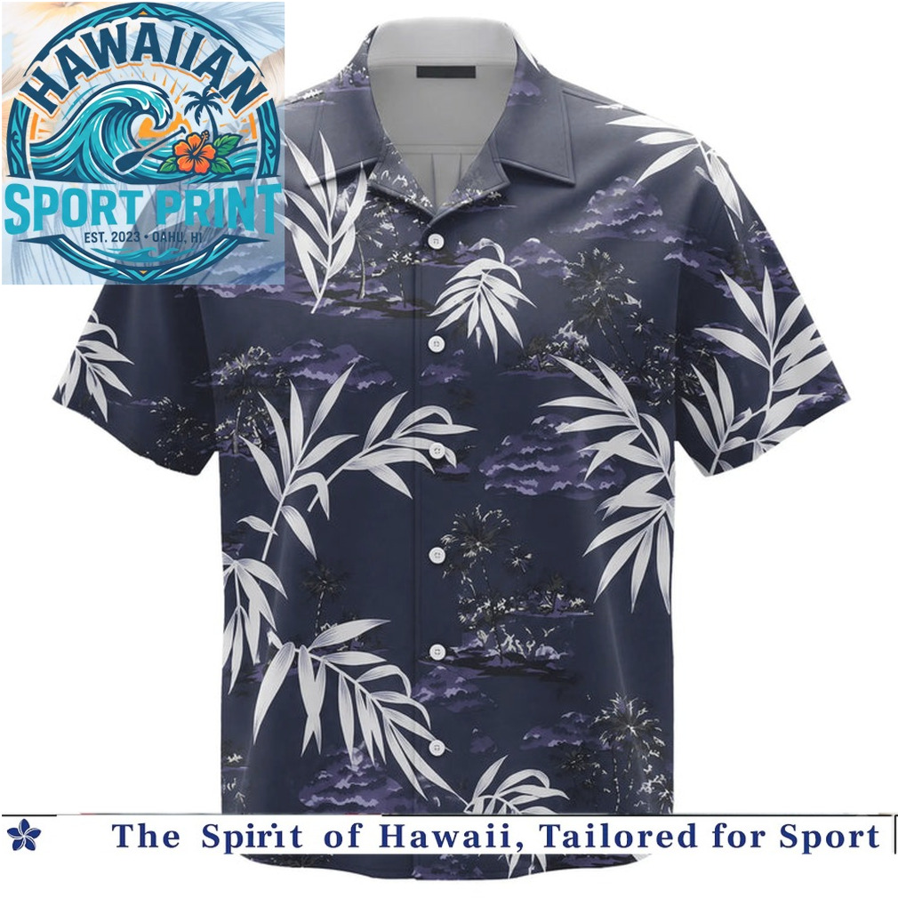 Dark Night Tropical Bamboo Leaf Palm Silhouette Hawaiian Shirt Dark Night Tropical Bamboo Leaf Palm Silhouette Hawaiian Shirt
