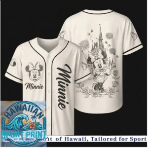 Disney Minnie Mouse Castle Sketch Vintage Baseball Jersey