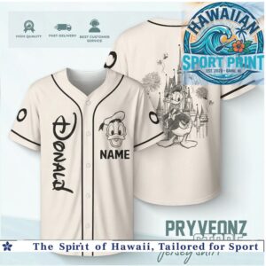Donald Duck Castle Fireworks Magic Kingdom Custom Baseball Jersey