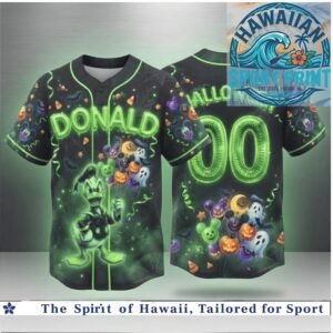 Donald Duck Disney Halloween Pumpkin Spooky Baseball Jersey