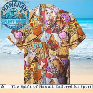 Fast Food Fast Foodies Pizza Burger Fries Cartoon Hawaiian Shirt