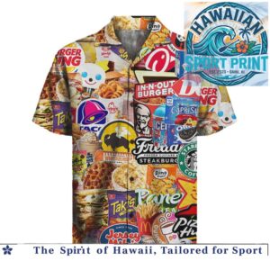 Fast Food Logos Fastfood Junkie Retro Summer Hawaiian Shirt