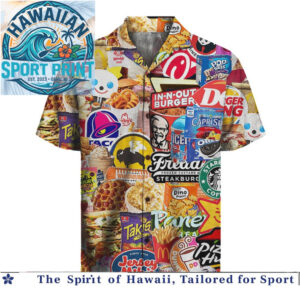 Fast Food Logos Fastfood Junkie Retro Summer Hawaiian Shirt