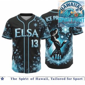 Frozen Ice Princess Elsa Snowflake Winter Magic Baseball Jersey