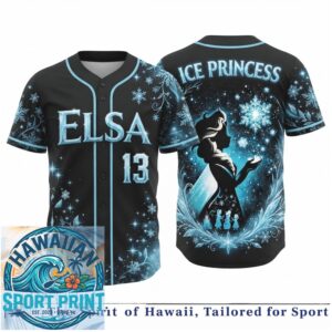 Frozen Ice Princess Elsa Snowflake Winter Magic Baseball Jersey