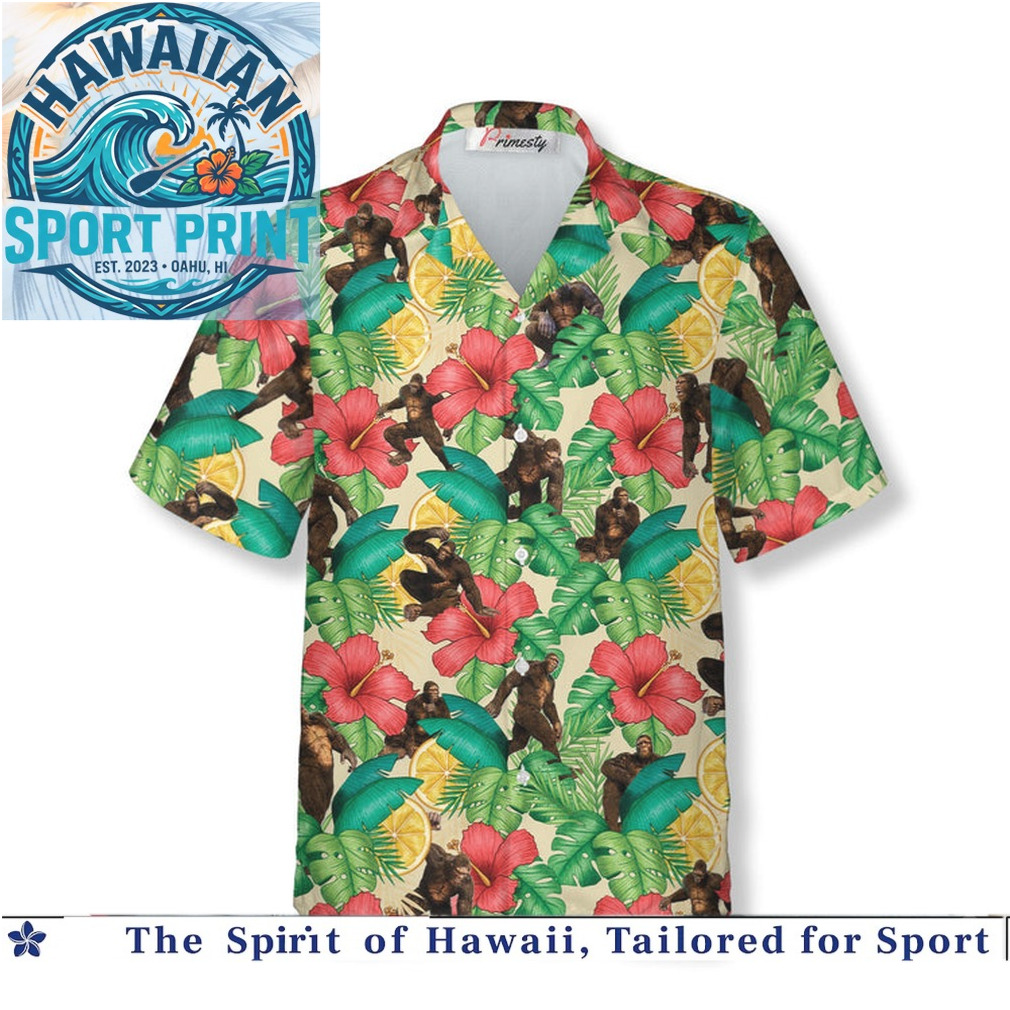 Funny Bigfoot Sasquatch Tropical Hibiscus Flowers Summer Hawaiian Shirt Funny Bigfoot Sasquatch Tropical Hibiscus Flowers Summer Hawaiian Shirt