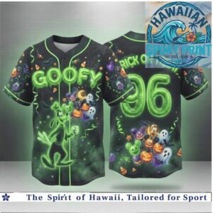 Goofy Disney Halloween Trick Or Treat Spooky Baseball Jersey