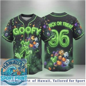 Goofy Disney Halloween Trick Or Treat Spooky Baseball Jersey