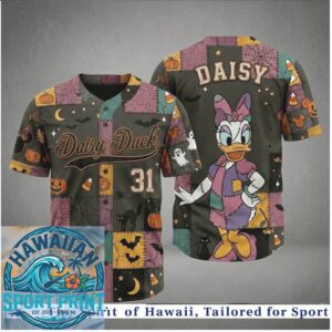 Halloween Daisy Duck Patchwork Witch Spooky Night Custom Baseball Jersey