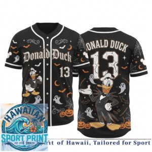 Halloween Donald Duck Ghost Pumpkin Spooky Night Custom Baseball Jersey