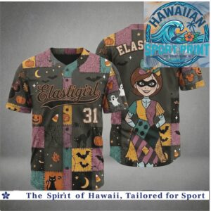 Halloween Elastigirl Patchwork Witch Spooky Night Custom Baseball Jersey