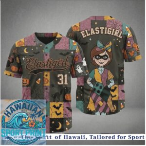 Halloween Elastigirl Patchwork Witch Spooky Night Custom Baseball Jersey