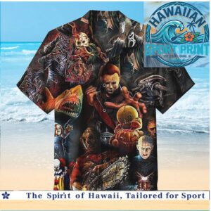 Horror Movie Villains Halloween Spooky Characters Hawaiian Shirt