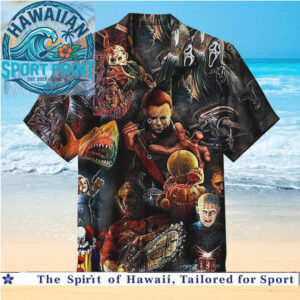 Horror Movie Villains Halloween Spooky Characters Hawaiian Shirt