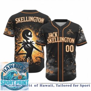 Jack Skellington Nightmare Before Christmas Halloween Baseball Jersey