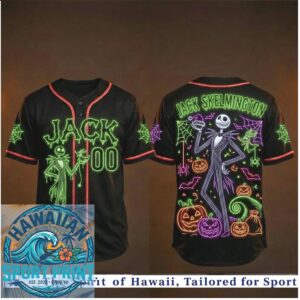 Jack Skelmington Nightmare Before Christmas Neon Baseball Jersey