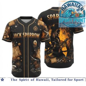 Jack Sparrow Pirate Treasure Map Compass Vintage Baseball Jersey