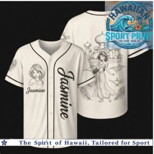 Jasmine Magic Lamp Sketch Print Baseball Jersey