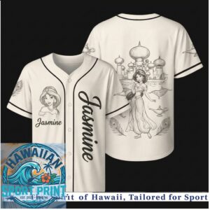 Jasmine Magic Lamp Sketch Print Baseball Jersey
