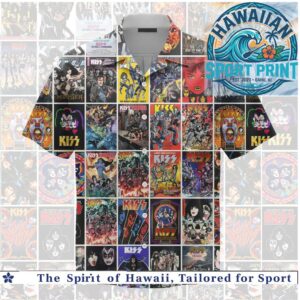 KISS Rock Band Vintage Comic Book Collage Concert Hawaiian Shirt
