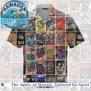 KISS Rock Band Vintage Comic Book Collage Concert Hawaiian Shirt