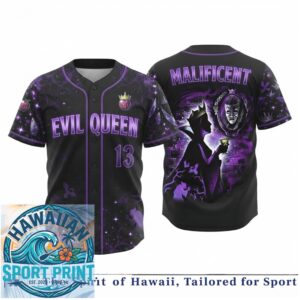 Malificent Evil Queen Dark Magic Crown Villain Baseball Jersey