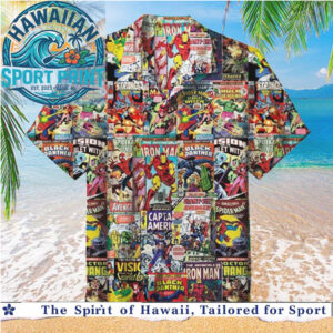 Marvel Comics Classic Superhero Retro Comic Books Collage Hawaiian Shirt
