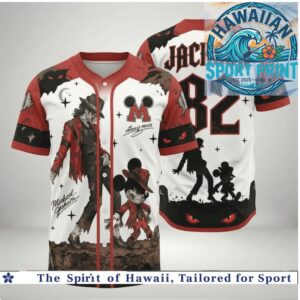 Michael Jackson Mouse Horror Eyes Red Moon 82 Baseball Jersey