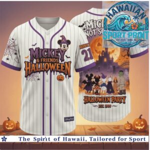 Mickey Mouse Halloween Party Castle Spooky Pumpkin Baseball Jersey