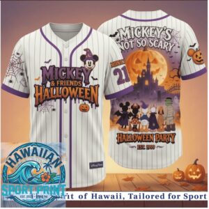 Mickey Mouse Halloween Party Castle Spooky Pumpkin Baseball Jersey