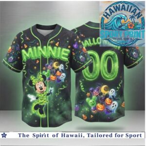 Minnie Halloween Pumpkin Ghost Spooky Neon Baseball Jersey