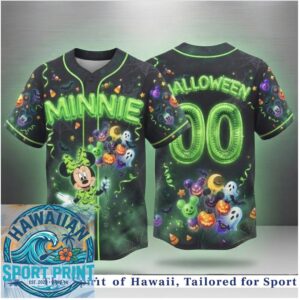 Minnie Halloween Pumpkin Ghost Spooky Neon Baseball Jersey
