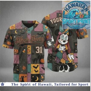 Minnie Mouse Halloween Patchwork Baseball Jersey