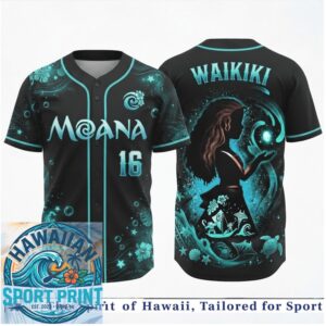 Moana Polynesian Princess Waikiki Glowing Print Baseball Jersey