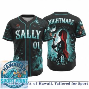 Nightmare Before Christmas Sally Rose Moon Spooky Baseball Jersey