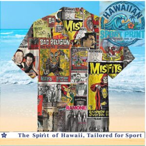 Punk Rock Music Band Flyers Collage Retro Festival Hawaiian Shirt