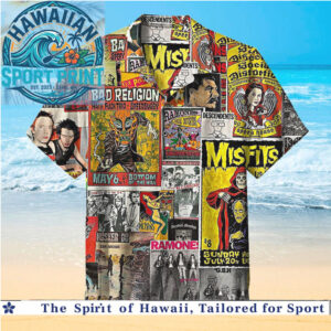 Punk Rock Music Band Flyers Collage Retro Festival Hawaiian Shirt