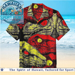 Red And Yellow Dinosaur Reptile Eyes Scales Hawaiian Shirt