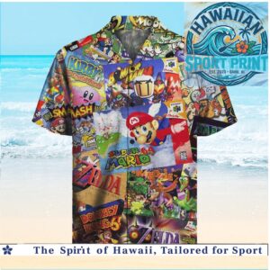 Retro Classic Video Games Mashup Gaming Hawaiian Shirt