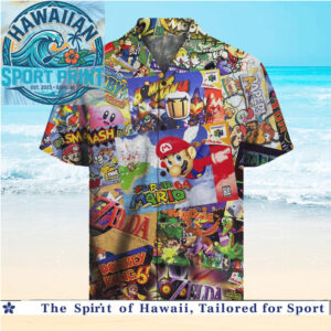 Retro Classic Video Games Mashup Gaming Hawaiian Shirt