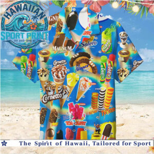 Retro Ice Cream Brands Summer Treats Sweet Dessert Hawaiian Shirt