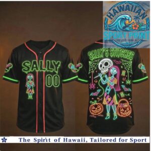 Sally Stitches Nightmare Halloween Neon Glowing Custom Baseball Jersey
