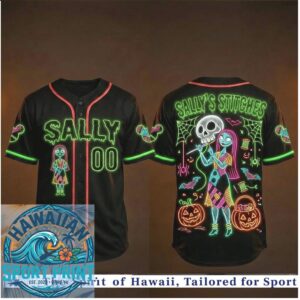 Sally Stitches Nightmare Halloween Neon Glowing Custom Baseball Jersey