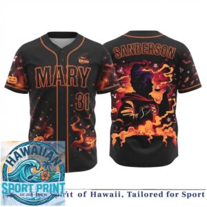 Sanderson Halloween Witch Mary Horror Movie Baseball Jersey