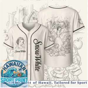 Snow White Seven Dwarfs Forest Sketch Baseball Jersey