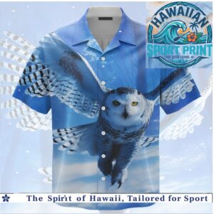Snowy Owl Flight Winter Blue Wildlife Hawaiian Shirt