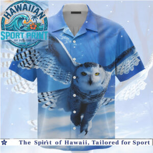 Snowy Owl Flight Winter Blue Wildlife Hawaiian Shirt