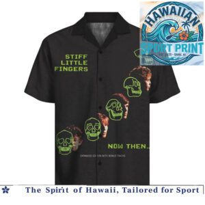Stiff Little Fingers Punk Rock Band Green Skull Hawaiian Shirt