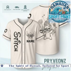 Stitch Castle Fireworks Magic Kingdom Custom Name Baseball Jersey