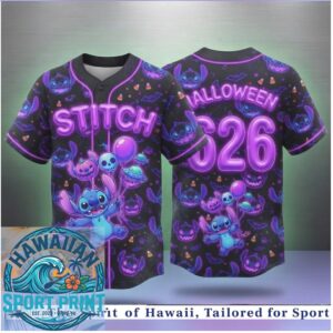 Stitch Disney Halloween Purple Galaxy Spooky Baseball Jersey